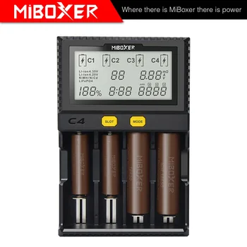 MiBoxer C4 Батерия с Интелигентно Зарядно Устройство с Двойна AA Макс 2.5 A/Слот за Супер Бързо Зарядно устройство 18650 14500 26650 функция за освобождаване от Такса