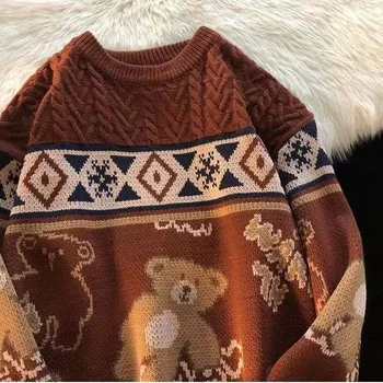 Американски Ретро-Жилетки И Есенно-Зимния Пуловер, Мъжки Двойки Чувство За Дизайн, Малък Модерен Японски Трикотажный Пуловер